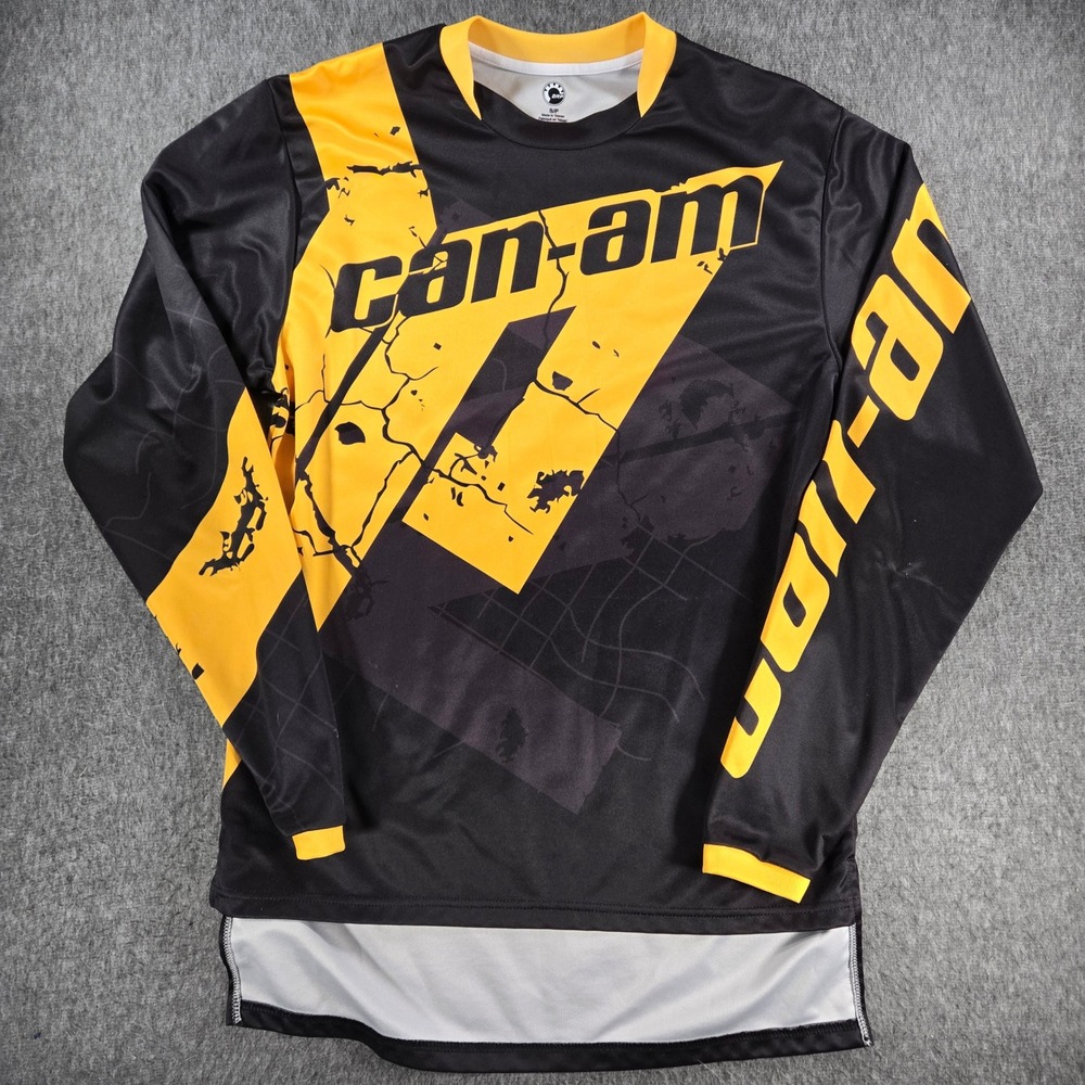Can-Am Motocross Jersey Mens Small Black Yellow Long Sleeve BRP Racing ATV Gear